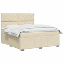 LED boksmadrasseng med madras Cremefarvet 140 x 200 cm Stof