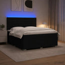 LED boksmadrasseng med madras Sort 140 x 190 cm Stof