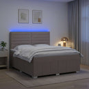 LED boksmadrasseng med madras Gråbrun 160 x 200 cm Stof