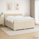 LED boksmadrasseng med madras Cremefarvet 140 x 190 cm Stof