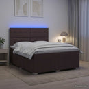 LED boksmadrasseng med madras Mørk Brun 180 x 200 cm Stof