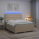 LED boksmadrasseng med madras Cremefarvet 140 x 200 cm Stof