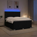 LED boksmadrasseng med madras Sort 140 x 190 cm Stof