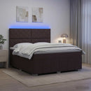 LED boksmadrasseng med madras Mørk Brun 160 x 200 cm Stof