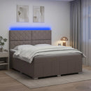 LED boksmadrasseng med madras Gråbrun 180 x 200 cm Stof