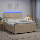 LED boksmadrasseng med madras Cremefarvet 140 x 190 cm Stof