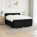 LED boksmadrasseng med madras Sort 200 x 200 cm Stof