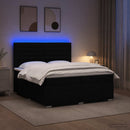LED boksmadrasseng med madras Sort 200 x 200 cm Stof