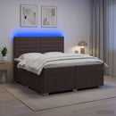 LED boksmadrasseng med madras Mørk Brun 200 x 200 cm Stof