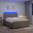 LED boksmadrasseng med madras Gråbrun 200 x 200 cm Stof