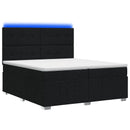 LED boksmadrasseng med madras Sort 200 x 200 cm Stof