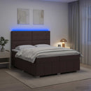 LED boksmadrasseng med madras Mørk Brun 200 x 200 cm Stof