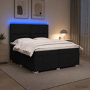 LED boksmadrasseng med madras Sort 200 x 200 cm Stof
