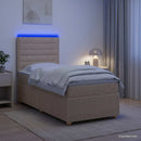 LED boksmadrasseng med madras Cremefarvet 100 x 200 cm Stof