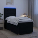 LED boksmadrasseng med madras Sort 100 x 200 cm Stof