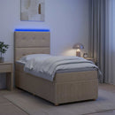LED boksmadrasseng med madras Cremefarvet 100 x 200 cm Stof
