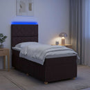 LED boksmadrasseng med madras Mørk Brun 90 x 190 cm Stof