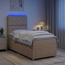 LED boksmadrasseng med madras Cremefarvet 100 x 200 cm Stof