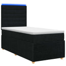 LED boksmadrasseng med madras Sort 90 x 190 cm Stof