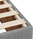 LED boksmadrasseng med madras Lysegrå 90 x 190 cm Stof
