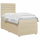 LED boksmadrasseng med madras Cremefarvet 100 x 200 cm Stof
