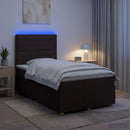 LED boksmadrasseng med madras Mørk Brun 120 x 190 cm Stof