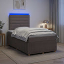 LED boksmadrasseng med madras Gråbrun 120 x 190 cm Stof