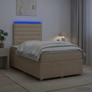 LED boksmadrasseng med madras Cremefarvet 120 x 200 cm Stof