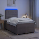 LED boksmadrasseng med madras Gråbrun 120 x 190 cm Stof