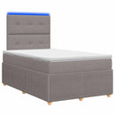 LED boksmadrasseng med madras Gråbrun 120 x 190 cm Stof