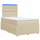 LED boksmadrasseng med madras Cremefarvet 120 x 190 cm Stof