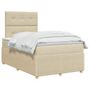 LED boksmadrasseng med madras Cremefarvet 120 x 190 cm Stof