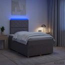 LED boksmadrasseng med madras Gråbrun 120 x 190 cm Stof