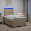 LED boksmadrasseng med madras Cremefarvet 120 x 200 cm Stof