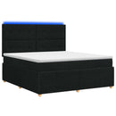 LED boksmadrasseng med madras Sort 140 x 190 cm Stof