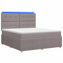 LED boksmadrasseng med madras Gråbrun 140 x 190 cm Stof