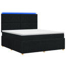 LED boksmadrasseng med madras Sort 140 x 200 cm Stof
