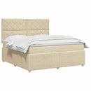 LED boksmadrasseng med madras Cremefarvet 160 x 200 cm Stof