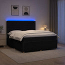 LED boksmadrasseng med madras Sort 140 x 190 cm Stof