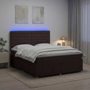 LED boksmadrasseng med madras Mørk Brun 180 x 200 cm Stof