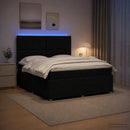 LED boksmadrasseng med madras Sort 140 x 200 cm Stof