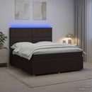 LED boksmadrasseng med madras Mørk Brun 180 x 200 cm Stof