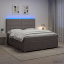 LED boksmadrasseng med madras Gråbrun 160 x 200 cm Stof