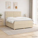 LED boksmadrasseng med madras Cremefarvet 140 x 200 cm Stof