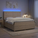 LED boksmadrasseng med madras Cremefarvet 140 x 200 cm Stof
