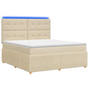 LED boksmadrasseng med madras Cremefarvet 180 x 200 cm Stof