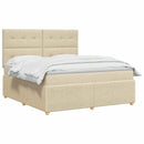 LED boksmadrasseng med madras Cremefarvet 180 x 200 cm Stof