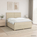 LED boksmadrasseng med madras Cremefarvet 140 x 200 cm Stof