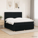 LED boksmadrasseng med madras Sort 200 x 200 cm Stof