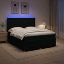 LED boksmadrasseng med madras Sort 200 x 200 cm Stof